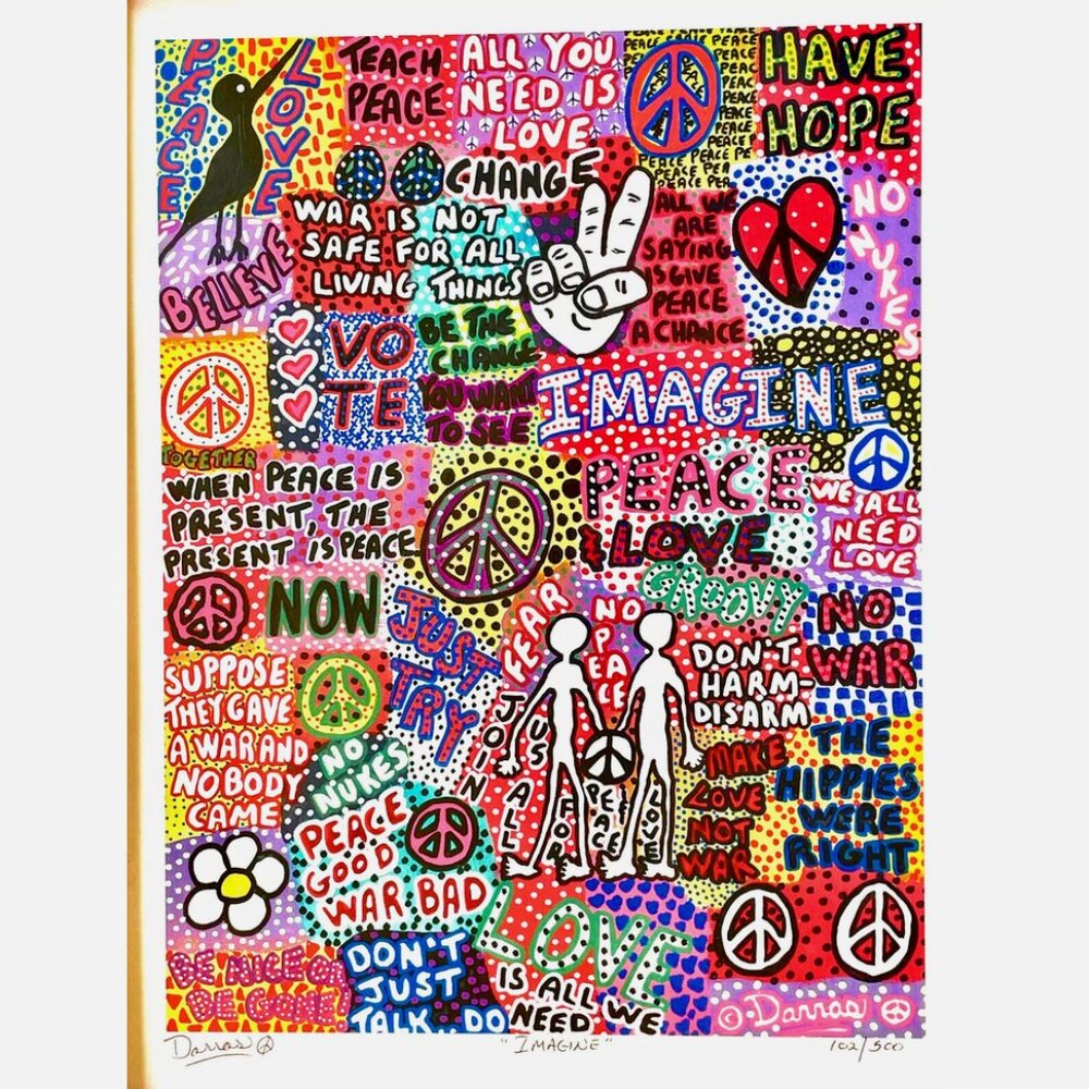 VINTAGE 60s 70s POP ART IMAGINE MIKE DARRAS 102/500 SIGNED PRINT FRAMED WALL ART - Picture 5 of 14